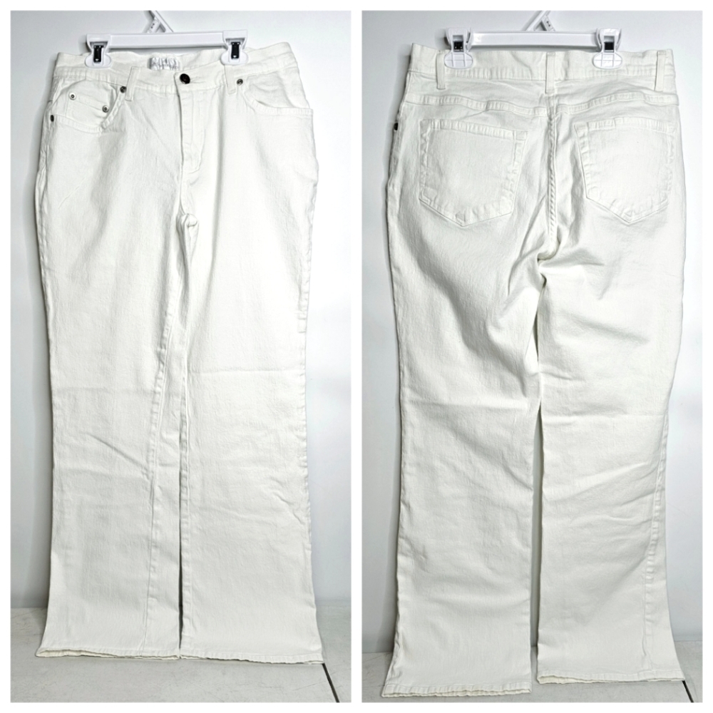 Soft Surroundings Women's White Medium Straight Leg Mid-rise Cotton Denim Pants
